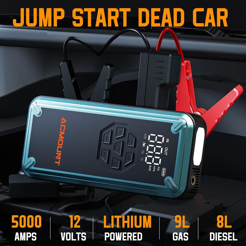 Jump Starter with Air Compressor, Acmount 5000A Car Battery Jump