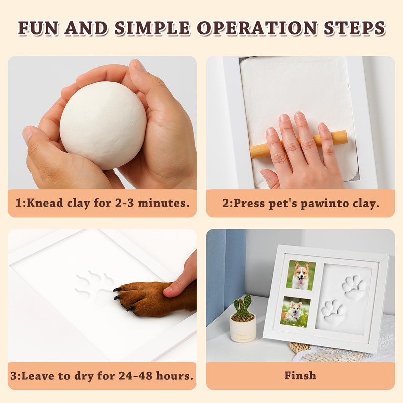 Pet Paw Print Photo Frame Kit with Clay - Dog