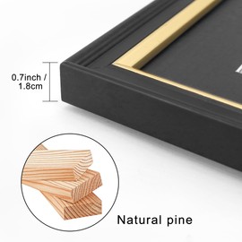 FramePro 11x14 Diploma Frame with Black over Gold Mat, 14x17 Certificate Frame, Real Wood with Gold Trim, Black Frame with Arcylic, Pack of 2