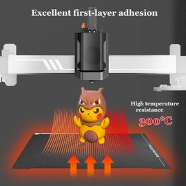 JUUPINE Double Sided Black PEI Build Plate for Anycubic Kobra 3,256x268mm Textured PEI 3D Printer Platform 0.5mm Thick Spring Steel Sheet Heated Bed for Anycubic Kobra 3, Kobra 3 Combo 3D Printer.