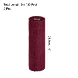 MECCANIXITY 2 Rolls Burlap Mesh 10 Inch x 30 Feet PP Decorative Mesh Ribbon Mesh Wrapping Ribbon for Christmas Wreath Party Decoration DIY Crafts Swags (Burgundy)