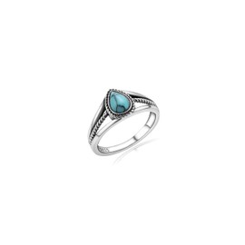 HolaJune Turquoise Ring 925 Sterling Silver Turquoise Teardrop Ring for Women Boho Jewelry Gifts for Women 7