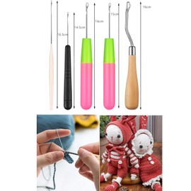 Samcos Micro Knitting 5 Piece Set Latch Hook Tappi Needles Knitting Needles Set Crochet Needles Carpeted Knitting Yarn DIY Scarf Hat Maintenance