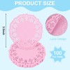 DECORA 3.5inch Round Pink Paper Lace Doilies for Wedding Tableware
