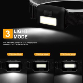 Vaasee 8 Pack Led Headlamp for Adults and Kids, 1.1oz/31g COB Flood Light Ultra Bright Head Lamp with 3 Modes 24 AAA Batteries, Waterproof Work Flashlight for Family Camping Running Reading Hiking