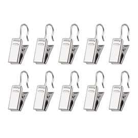 METALLIXITY Curtain Clips with S Hooks, (0.7 Inch) 20Pcs, Metal Drapery Clamps Hook - for Photos Wires Drapes Holder, Art Craft Display, Silver Tone
