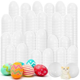 Hanwin Plastic Easter Eggs Fillable White for Decorations Tree, Outdoor, DIY (4 * 6CM 50PCS white)