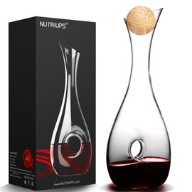 NUTRIUPS Wine Decanter with Stopper, Hand Blown Wine Carafe, Pierced Decorative Snail Decanter with Brush