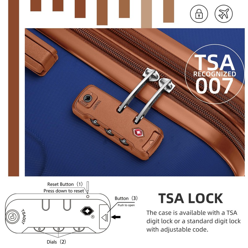 LARVENDER Luggage Sets 6 Piece Hardshell Expandable Suitcase Set with