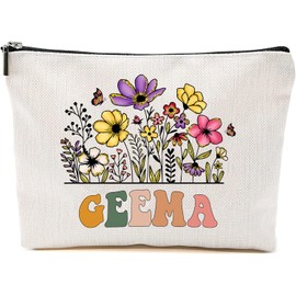 Geema Wildflowers Gifts For Mother's Day Makeup Bags - Geema Flower Gift Bags - Mom Birthday Gifts - Travel Cosmetic Bag For Birthday
