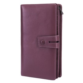 Itslife Womens Wallet,Large Capacity RFID Blocking Leather Wallets Credit Cards Organizer Ladies Wallet with Checkbook Holder,Purple