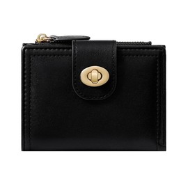 Modacarry Small Wallet for Women Twist Locked Wallet with Credit Card Slots, ID Window & Zipper Coin Purse (BLACK)