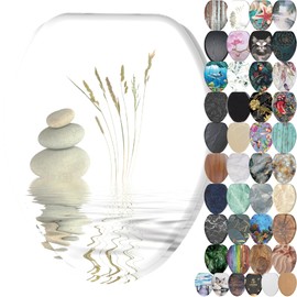 SANILO Wooden Toilet Seat with Soft Close [ELONGATED] - Decorative, Quiet & Slow Close Molded Wood Seat - With Strong Bumpers & Hinges - Adjustable Fit - Balance