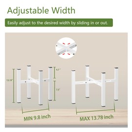 Sungaryard Adjustable Metal Plant Stand for Plants - Heavy Duty Outdoor Indoor Home Planter Holder Rack for 8"-13" Flower Pots, White (Plant Pot Not Included)