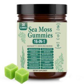 tuyapio Sea Moss Gummies 16 in 1 | Irish Seamoss Gummies for Women Men with Black Seed Oil, Burdock Root, Bladderwrack, Manuka Honey, and 10 More Supplements with Added Vitamins & Minerals