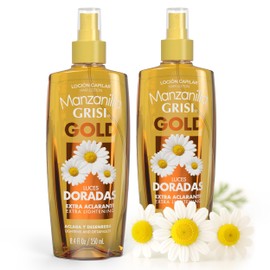 Grisi Manzanilla Hair Lotion Gold – Chamomile Hair Lightening Spray | Enhances Golden Highlights Naturally with Daily Use | Leave-In Detangler Spray for Soft, Shiny Hair | 8.4 Fl Oz, 2-Pack