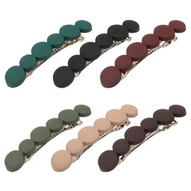 6 Pcs French Design Matte Hair Barrette, Vintage Automatic Clamp Hair Clip Set for Women and Girls, Colorful Slide Barrettes (Six Colors), Hair Accessories for Fine to Thick Hair (9cm)