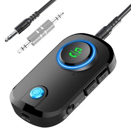 Bluetooth 5.3 Transmitter & Receiver+Transmitter Handsfree Calling Adapter for Airplane Car TV Game Flight Low Latency Speaker Earphones Headphones Connect 2 Simultaneous Car Stereo AirPods Bluetooth