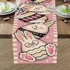 Uruney Easter Bunny Pink Table Runner, Cute Rabbit Easter Egg