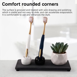 NiuYichee 2 PCS Bathroom Sink Vanity Trays(8.27" * 3.94"), Diatomaceous Earth Coasters, Kitchen Soap Tray, Water Absorbing Stone Used for Hand Soap & Plants & Cosmetic Bottles in The Modern Home