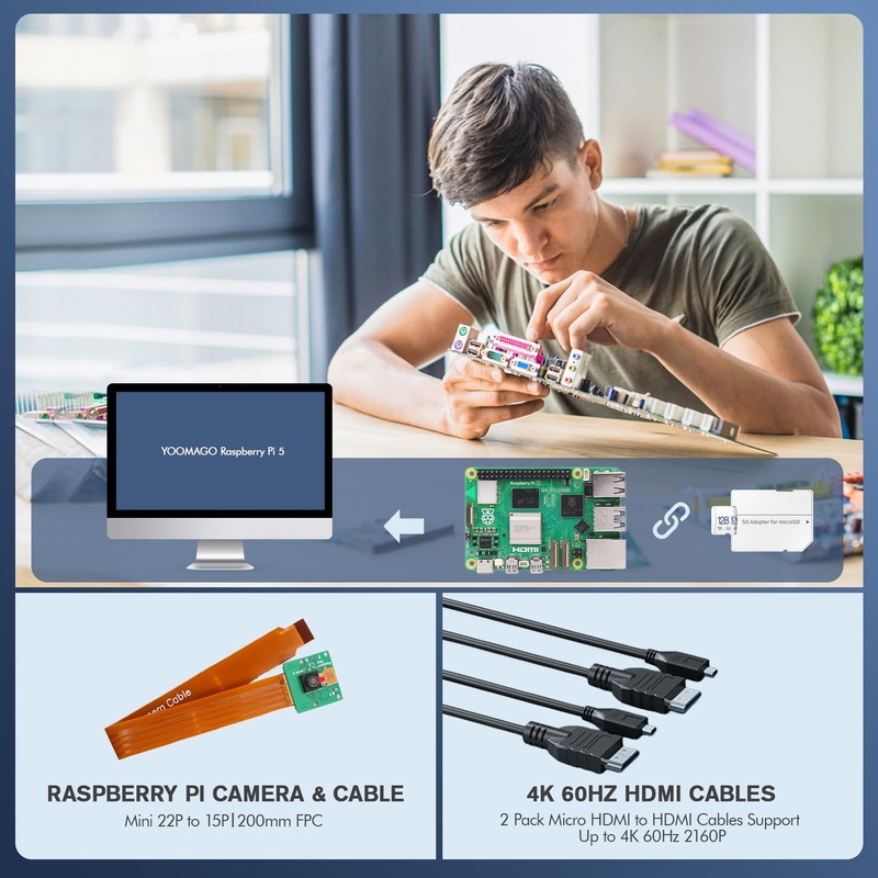 YOOMAGO Raspberry Pi 5 Starter Kit with Pi 5 4GB