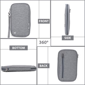 Wooum Passport Holder for Family, Passport Case with RFID Protection, Water Resistant Passport Bag for Men & Women, Travel Document Organizer, Passport Cover, Credit Cards Case for Travel, Light Grey,