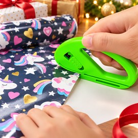 Wrapping Paper Cutter for Gift Wrapping – Green Sliding Paper Roll Trimmer for Christmas Gifts, Crafts & DIY Packaging