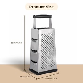 Kitchen Käsereibe 4-Seitige, Vierkantreibe Edelstahl, Küchenreibe für Obst, Gemüse, Käse, Schokolade, Spülmaschinengeeignet, Vielseitig Einsetzbar Reibe Edelstahl