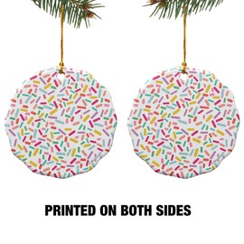 GRAPHICS & MORE Colorful Confetti Sprinkles Porcelain Scalloped Holiday Christmas Tree Ornament - 2.8" (7.1 cm)