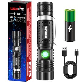 wowlite Flashlight Rechargeable, Super Bright Pocket LED Flashlights with 4 Modes, Zoomable High Lumens Small Flash Light for Home Emergency, Gifts for Camping Essentials Camper Gear (Black)