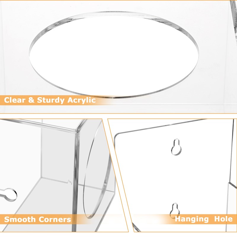 Hoowen Acrylic Tissue Box Holder Wall Mounted, Clear Square Tissue