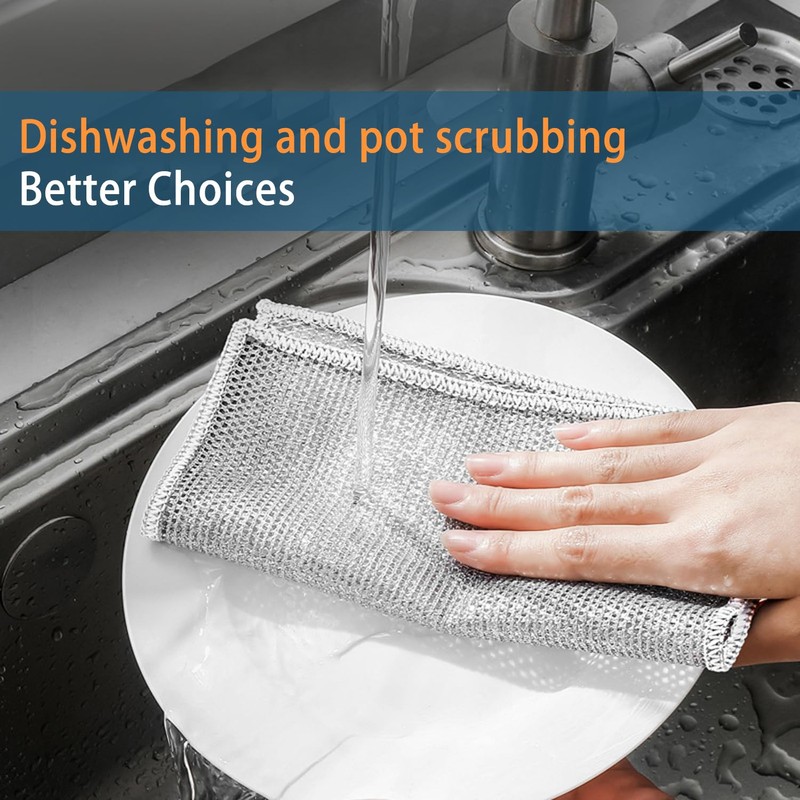 Sunyuneey Non-Scratch Metal Wire Dishcloth, Quick Cleaning Without Leaving Marks,