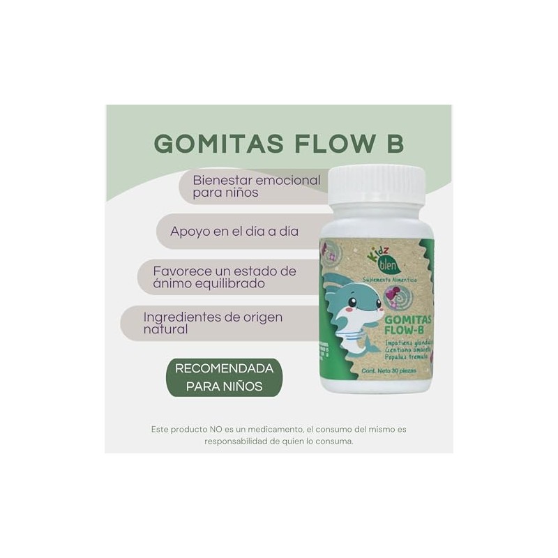 Kidz blen Gomitas Flow-B, Suplemento Alimenticio para Niños, 30 Piezas,