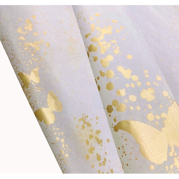 InsideMyNest Butterfly Dust Foil Metallic Tissue Paper Wrapping (30x20) (20 Sheets) (Gold)