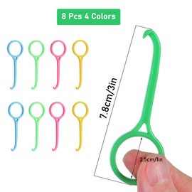 8 Pieces Aligner Removal Tool, Invisible Retainer Remover Tool Kits, Dental for Braces, Tooth Hook, Invisible Aligner Braces Remover Hook for Oral Care Tooth Cleaning (Yellow, Rose, Blue, Green)