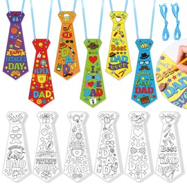 Dispowreath 24 Pcs Father's Day Craft Kits Happy Father's Day Tie Coloring Crafts Color Your Own Dad Hanging Ornaments for Holiday Gift School Classroom Home DIY Project Activities Decor Supplies(Tie)