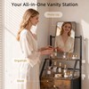 HIGDBFE Vanity Dresser with Mirror & 4 Drawers, Rustic Brown,