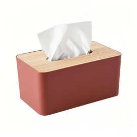 Tissue Box Cover Rectangle, Stylish Facial Tissue Holder Dispenser for Bathroom Bedroom Desktop Car, 8.2 x 5.1x 3.9 inches, Red