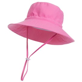 EMTSEB Baby Sun Hat Toddler Summer UPF 50+ Sun Protective Bucket Hat Wide Brim Beach Hats for Baby Boys Girls 0-6 Years (3-6 Months) Pink