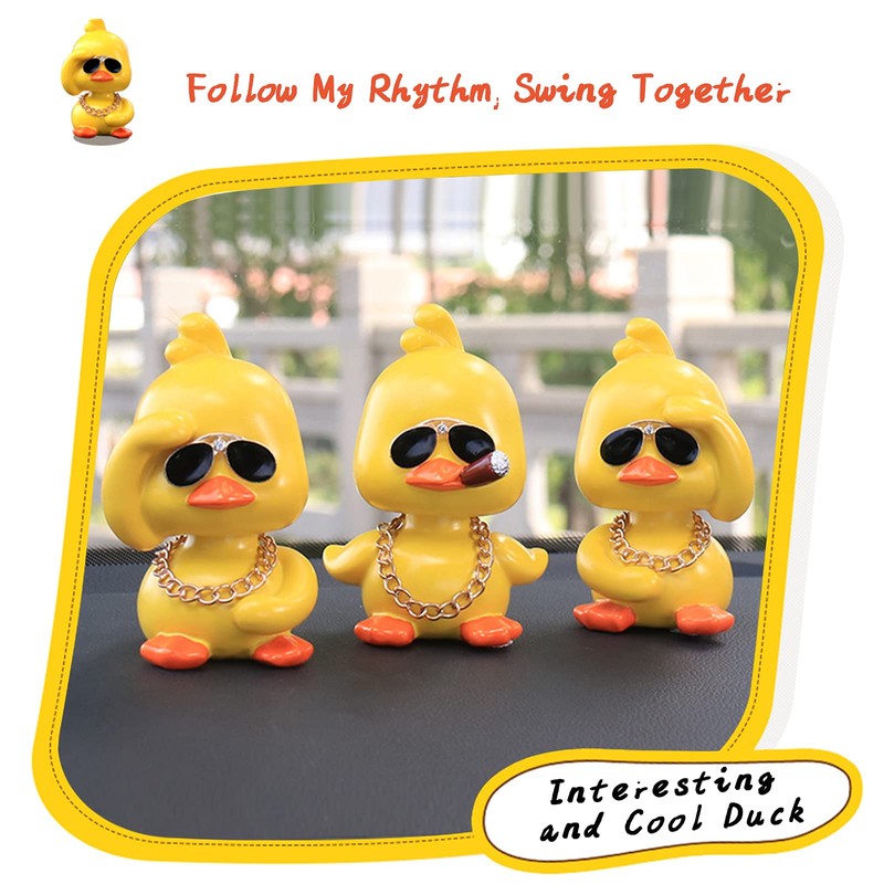 wonuu Cute Yellow Duck Car Ornaments Cool Duck Car Dashboard