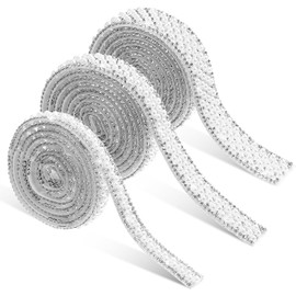 Cintas Adhesivas Decorativas con Perlas de 3 Mm y Gemas de Imitación, Juego de 3 Tiras (1 Cm, 1.5 Cm y 2 Cm de Ancho) para Manualidades, Bordes de Cuentas para Ropa y Accesorios