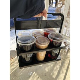 Foldable Drink Delivery Carrier - Coffee Portable Cup Holder with Handle | Reusable Drink Caddy for Coffee, Beverages,Beer (Black)