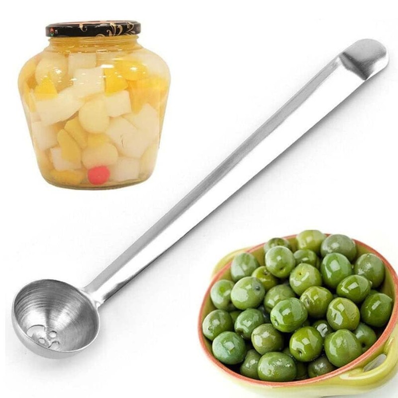 Generic 2 Pack Long Handle Slotted Spoon, Stainless Steel, Olive