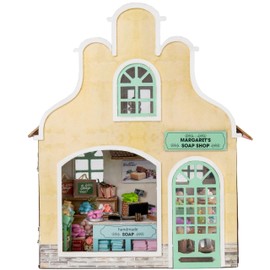 Crafts&Co® DIY Miniature House with Furniture | DIY Dollhouse Adult | Wooden Dollhouse Kit | Wooden Mini House Model with Light | 1:18 | Soap Shop