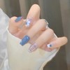 [NEURAD]ネイルチップ ミディアム 24枚入 青 付け爪 夏 花 人気 和風 かわいい