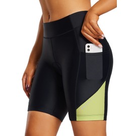 baleaf Women's Cycling Shorts 4D Padded Bike Shorts Bicycle Biking Gear 7" Biker Shorts with Pockets UPF50+ Green L