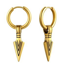 U7 Viking Spear Hoop Earrings For Women Gold Jewellery Large Dangle Hoops Earing Pierced Ear