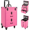 YIYIONCE Cosmetology Case on Wheels 3-Tiers Rolling Makeup Train Case