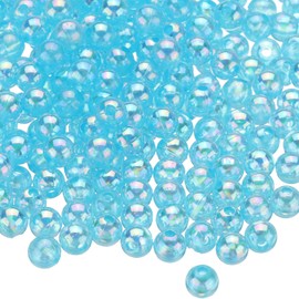sourcing map 1000pcs Acrylic Round Beads AB Colors 6mm Loose Bubble Spacer Craft Beads with Hole for DIY Earring Bracelet Necklace Key Chains, Aquamarine AB