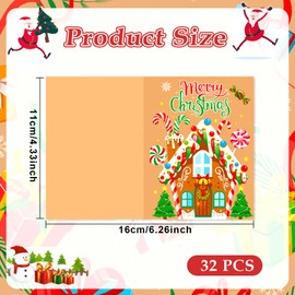 HOWAF 32 Pack Mini Christmas Greeting Cards & Envelopes, Merry Christmas Small Note Cards Classroom Home Office, Kraft Merry Christmas Gift Cards for Xmas Gift Winter Holiday Thank You Cards